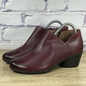 Dansko Raina Maroon Leather Ankle Boots Women's 39 US 8.5-9 Wine Zip Heel Bootie
